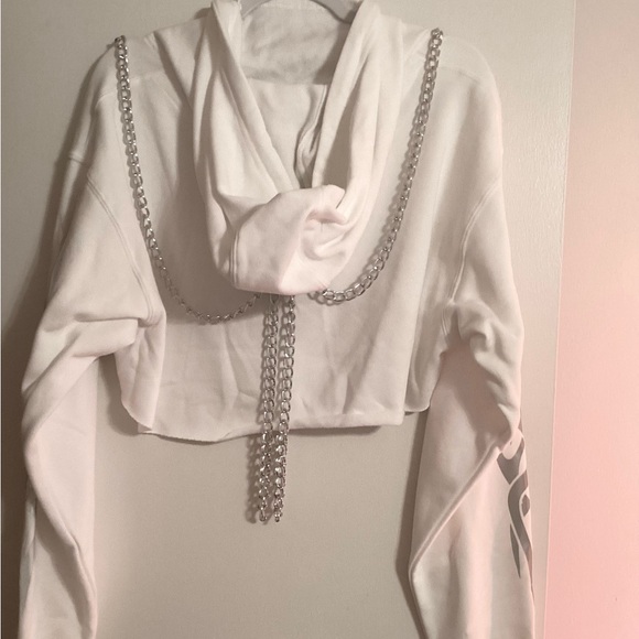 NWT Dolls Kill Mark of The Beast Cropped Chain Hoodie - Picture 6 of 8